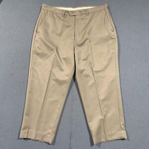 Concepts by Claiborne Mens Khaki Dress Pants Flat Front Polyester Size 38x29 *
